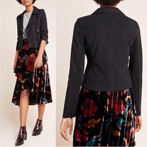 Marrakech Anthropologie Black Mollie Ryder Knit Moto Jacket